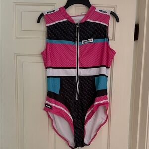 Blackmilk Pink and Teal Sleeveless Bodysuit